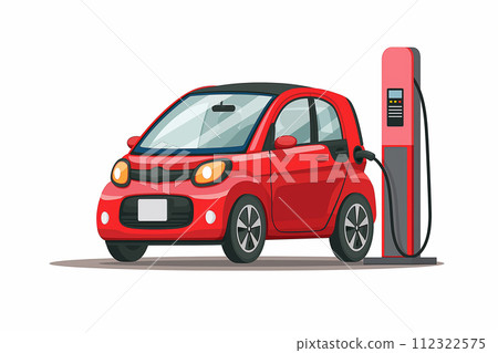 red electric car charging 112322575