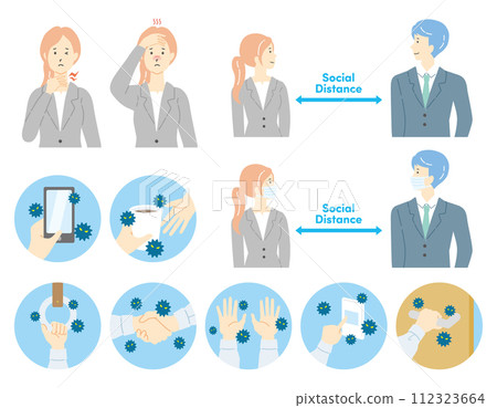Contact infection illustration set Contact infection illustration set 112323664