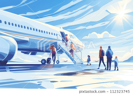 people boarding a plane 112323745