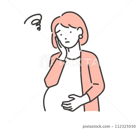 Vector illustration material of a pregnant woman who is worried 112325030