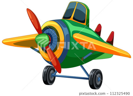 Colorful Cartoon Propeller Airplane Illustration Colorful Cartoon Propeller Airplane Illustration 112325490