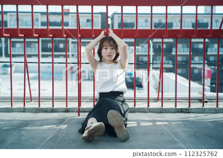 rooftop and woman 112325762