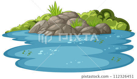 Tranquil Pond with Lush Greenery 112326451