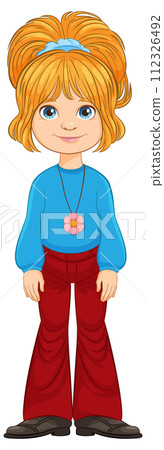 Cheerful Young Girl in Casual Outfit Cheerful Young Girl in Casual Outfit 112326492