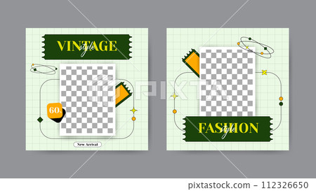 Collection of trendy fashion social media post templates. Square banner design background. 112326650