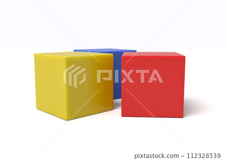 Contrast of primary color cubes on white Contrast of primary color cubes on white 112328539