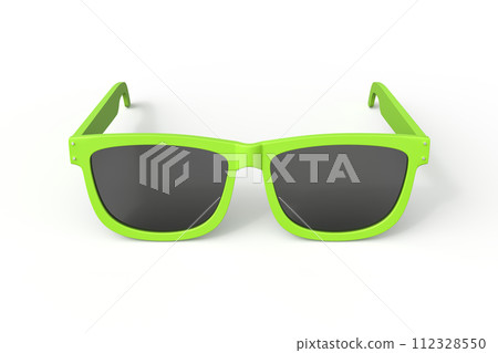 Top view of stylish green sunglasses 112328550