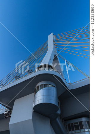 Aomori Bay Bridge spanning the waterfront of Aomori City, Aomori Prefecture, Japan Aomori Bay Bridge spanning the waterfront of Aomori City, Aomori Prefecture, Japan 112328699