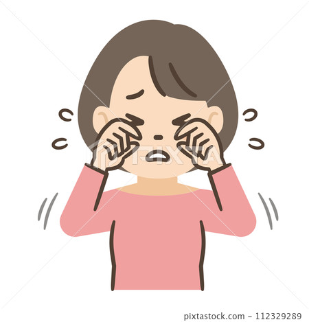 Illustration of a woman with itchy eyes Illustration of a woman with itchy eyes 112329289