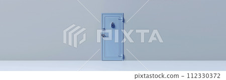 door with locks, generative AI, banner format 112330372