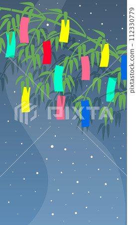 七夕竹裝飾和銀河向量圖 112330779