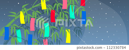 七夕竹裝飾和銀河向量圖 112330784