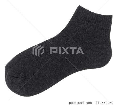 Single grey ankle sock isolated on white 112330969