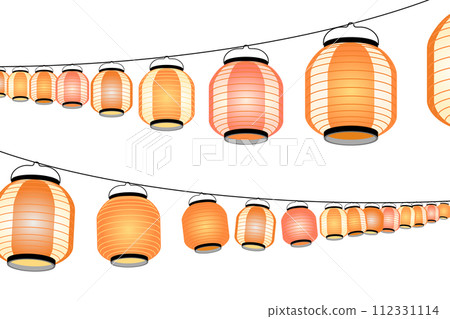 Lined with lanterns A scene with a sense of perspective Festival decoration Vector illustration 112331114