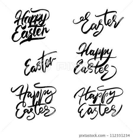 Happy Easter Hand drawn Lettering Design. Easter Greeting Card Handwritten Element. Modern Brush Calligraphy Sign 112331234