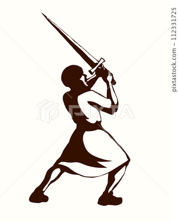 Vector drawing. Man with sword 112331725