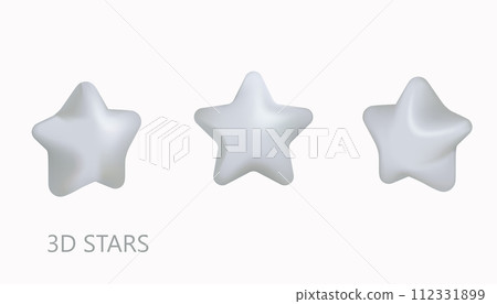 Silver or platinum 3D star icons vector illustration design. Mobile, web, rank or premium symbols set. 112331899