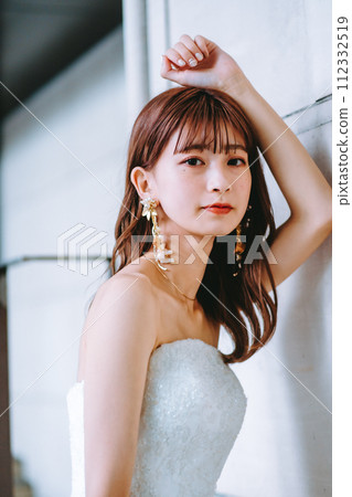 Bride in a wedding dress posing Bride in a wedding dress posing 112332519