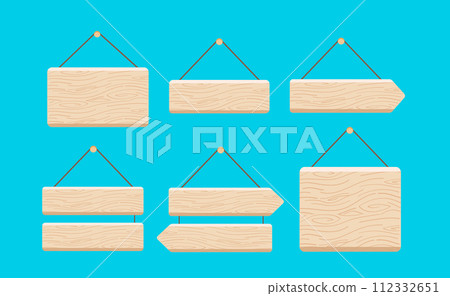 sign label wood hanging vector illustration 112332651