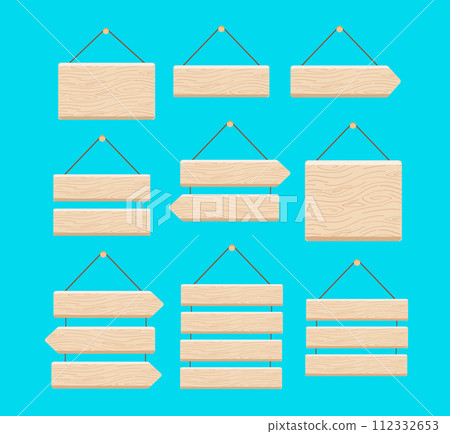 sign label wood hanging vector illustration 112332653