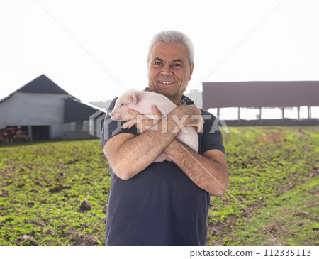 young pig and man young pig and man 112335113