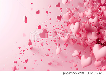 Flying red hearts against pink background 112335323