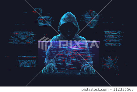 Fraud or scam background. Abstract hacker with programmer code.  112335563