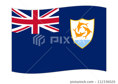 Waving flag of the country Anguilla. Vector illustration. 112336020