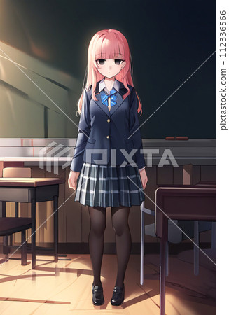 圖6 高中女生面無表情地站著 112336566