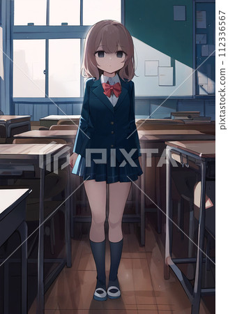 圖5 高中女生面無表情地站著 圖5 高中女生面無表情地站著 112336567