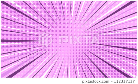Light tender lilac striped retro comic background with dotted halftone corners. Bright violet texture with dark and light stripes and dots pattern for comics book, purple advertising design, poster Light tender lilac striped retro comic background with dotted halftone corners. Bright violet texture with dark and light stripes and dots pattern for comics book, purple advertising design, poster 112337137