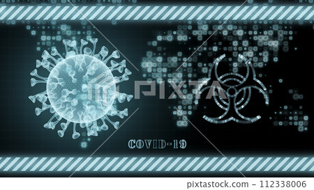 Covid 19. Corona Virus Healthcare Concept. Microbiology And Virology, Pandemic all over the world. Coronavirus bacteria with Infected World Map Background Hologram 3D Render Covid 19. Corona Virus Healthcare Concept. Microbiology And Virology, Pandemic all over the world. Coronavirus bacteria with Infected World Map Background Hologram 3D Render 112338006