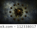 Coronavirus, COVID-19 outbreak pandemic all over European Union. Infected EU flag. Corona Bacteria and infected stars illustration 112338017