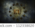 Coronavirus, COVID-19 outbreak pandemic all over European Union. Infected EU flag. Corona Bacteria and infected stars illustration 112338020