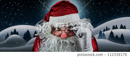 Santa Claus in Snow Fields With Full Moon and Starry Sky illustration Santa Claus in Snow Fields With Full Moon and Starry Sky illustration 112338178