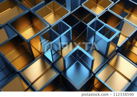 Dynamic shapes composition symmetric boxes and cube shapes background. 112338590
