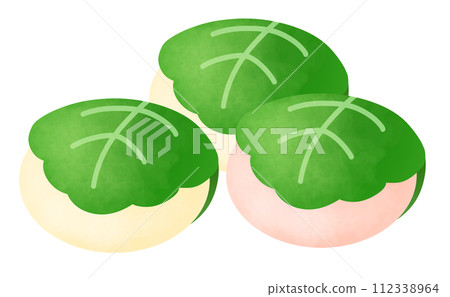 A set of simple red and white kashiwa mochi A set of simple red and white kashiwa mochi 112338964