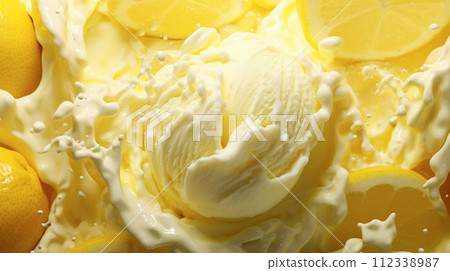 lemon ice cream texture background material 112338987