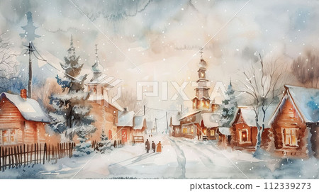 下雪的冬天城市景觀AI影像 112339273