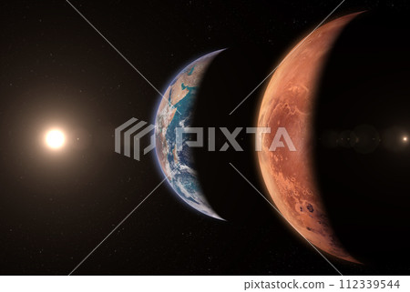 Mars and Earth. 112339544
