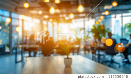 Modern contemporary office. An image of a relaxing work environment. Bokeh photo. Modern contemporary office. An image of a relaxing work environment. Bokeh photo. 112339946