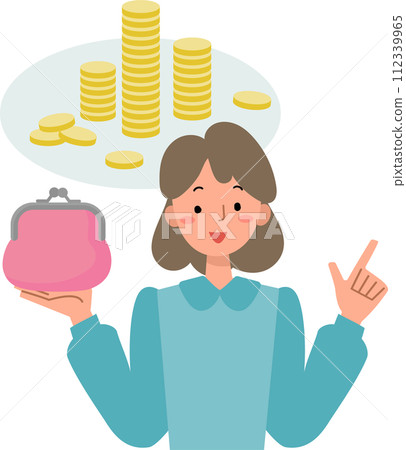 一個女人解釋金錢的插圖 一個女人解釋金錢的插圖 112339965