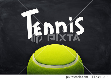 Tennis ball as a hill with the word Tennis above Tennis ball as a hill with the word Tennis above 112341098