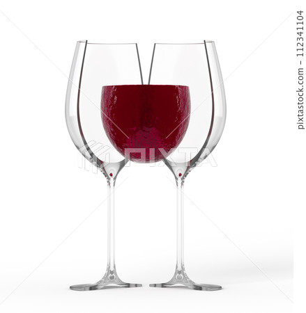 Two glasses filled with wine merge into one Two glasses filled with wine merge into one 112341104