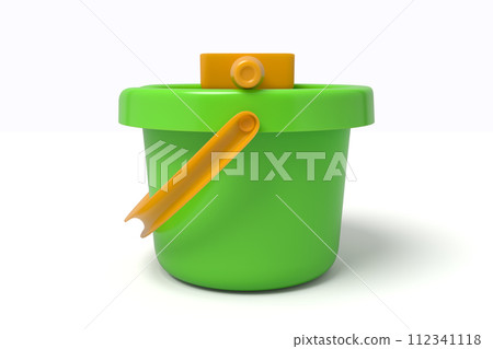 3D green bucket with orange shovel lid 3D green bucket with orange shovel lid 112341118