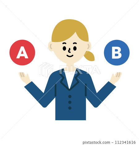 Business person comparison quiz selection suit female illustration Business person comparison quiz selection suit female illustration 112341616