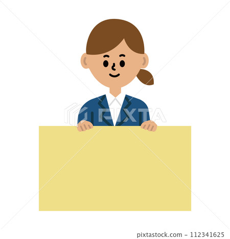 Business Person White Sign Text Frame Suit Female Illustration 112341625