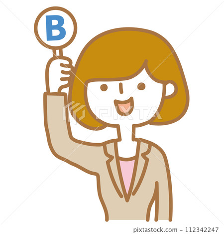 A woman raising a B sign A woman raising a B sign 112342247