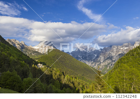Landscape near Vrsic, Triglavski national park, Slovenia Landscape near Vrsic, Triglavski national park, Slovenia 112342248