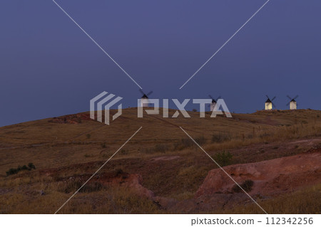 Windmills near Alcazar de San Juan, Toledo, Castilla La Mancha, Spain 112342256